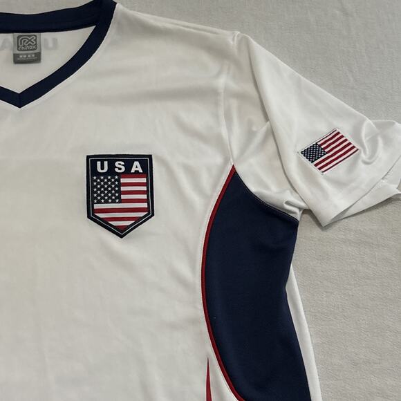 Men's RX RHINOX Sports USA Soccer Shirt, Size Large - Red/White/Blue - Picture 2 of 5